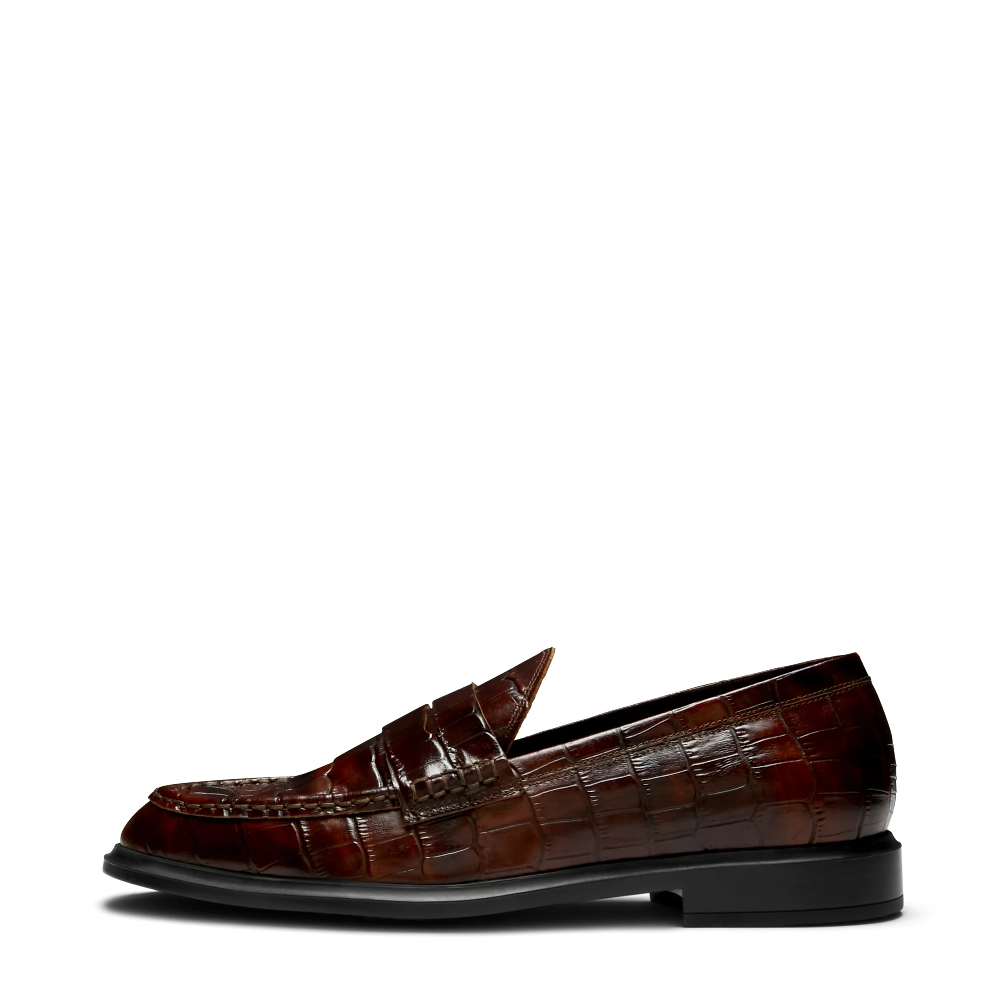 Vendôme Blandine croco brown calfskin leather loafers - Image 4