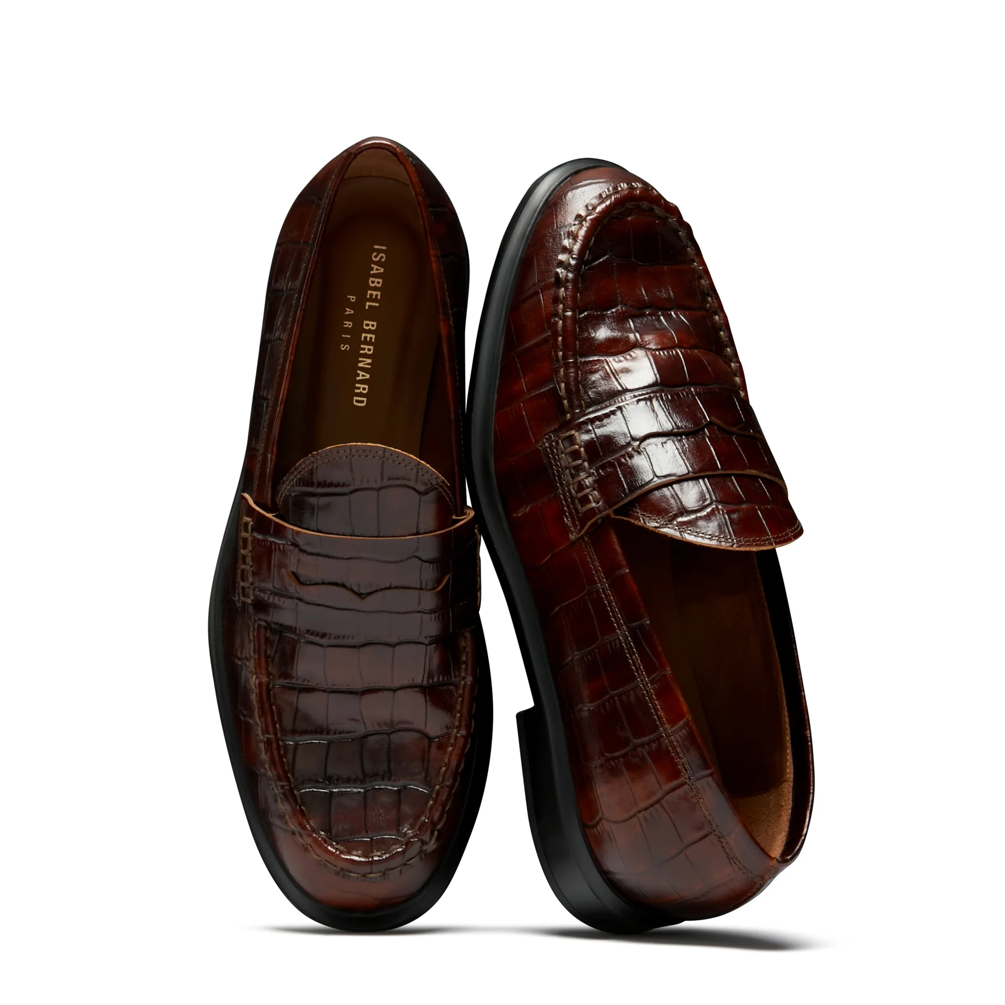 Vendôme Blandine croco brown calfskin leather loafers - Image 8