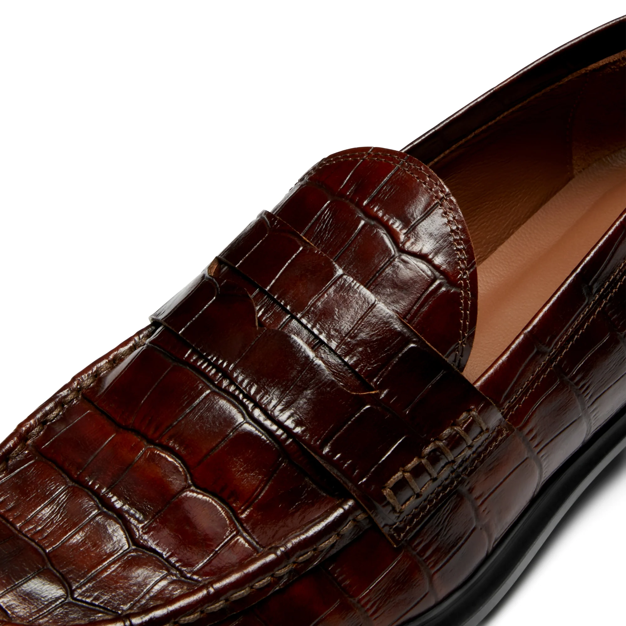 Vendôme Blandine croco brown calfskin leather loafers - Image 9