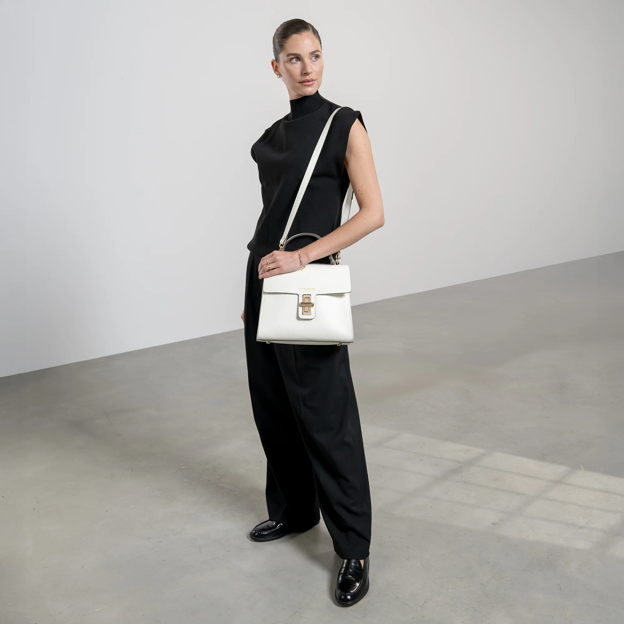 Femme Forte Simone Midi white leather handbag calfskin leather - Image 3